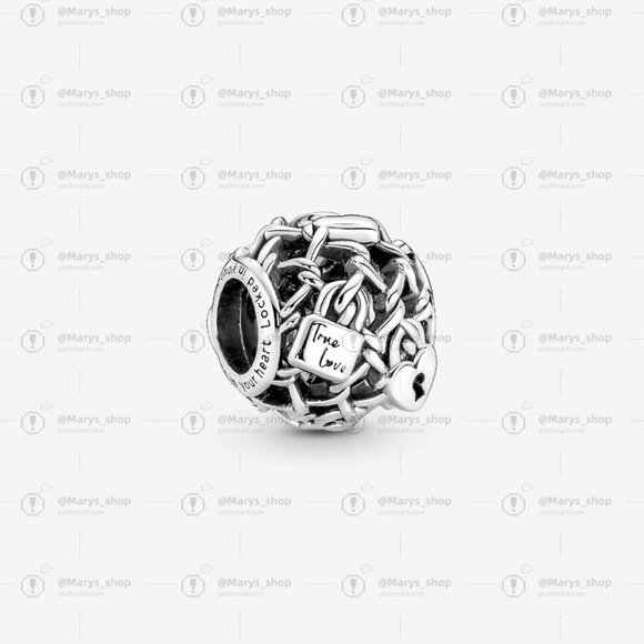 Pandora Openwork Chain Link Padlock Charm|Pendant - Picture 1 of 2